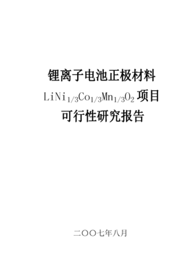 锂离子电池正极材料linicomno项目可行性研究报告.doc